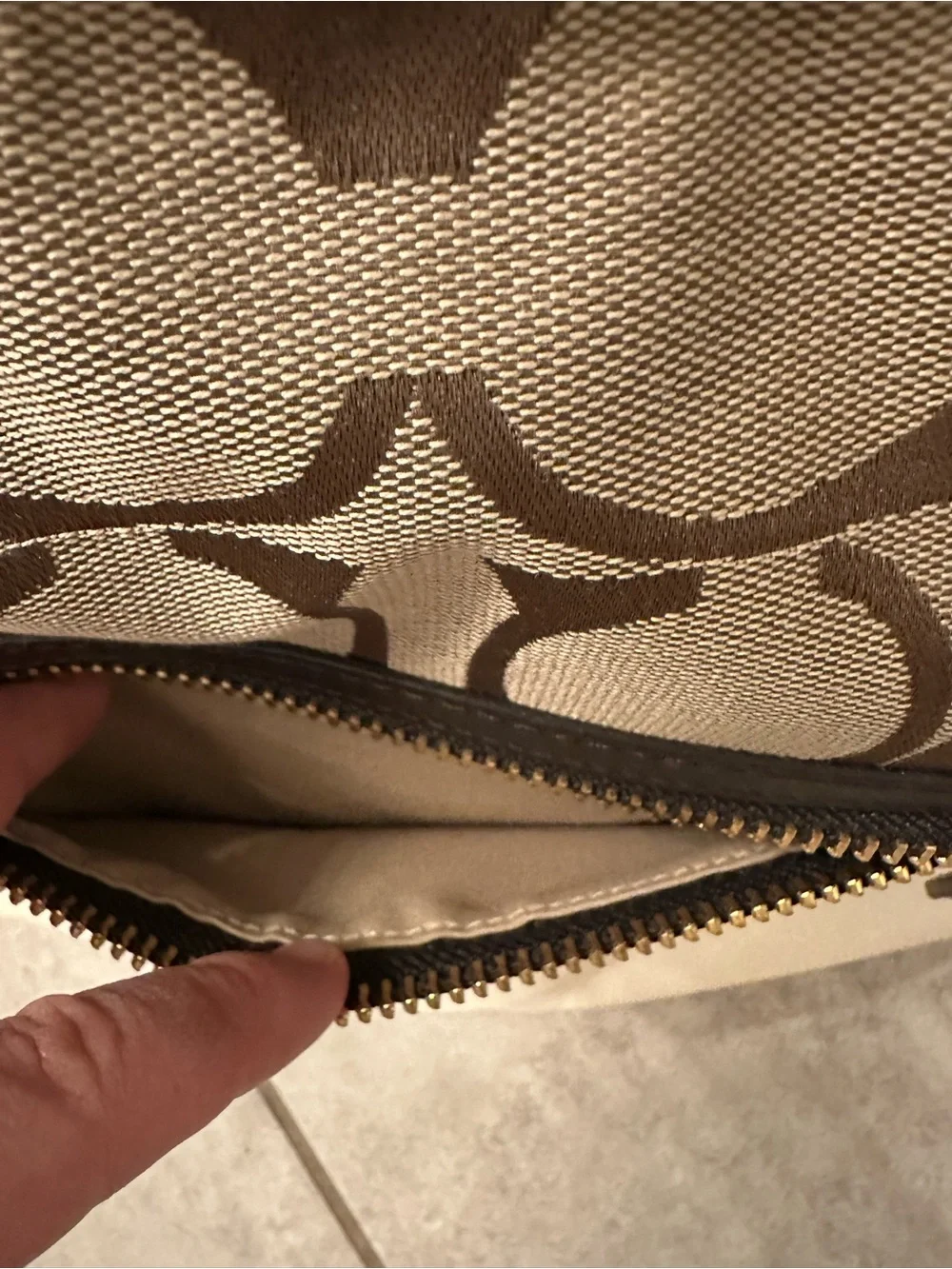 Coach Brown and Khaki Legacy Signature Canvas Shoulder Bag